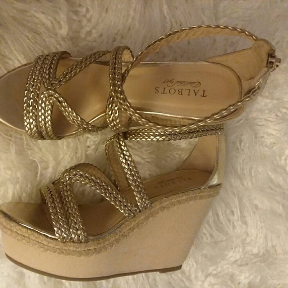 Talbots gold wedge espadrille sandal - Picture 5 of 6